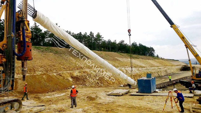 High-strength seamless GeoPiles for construction of the R-260 Tavrida Road
