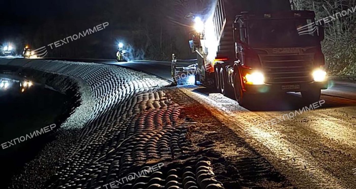 Bank protection of the Asha River using concrete-filled mats